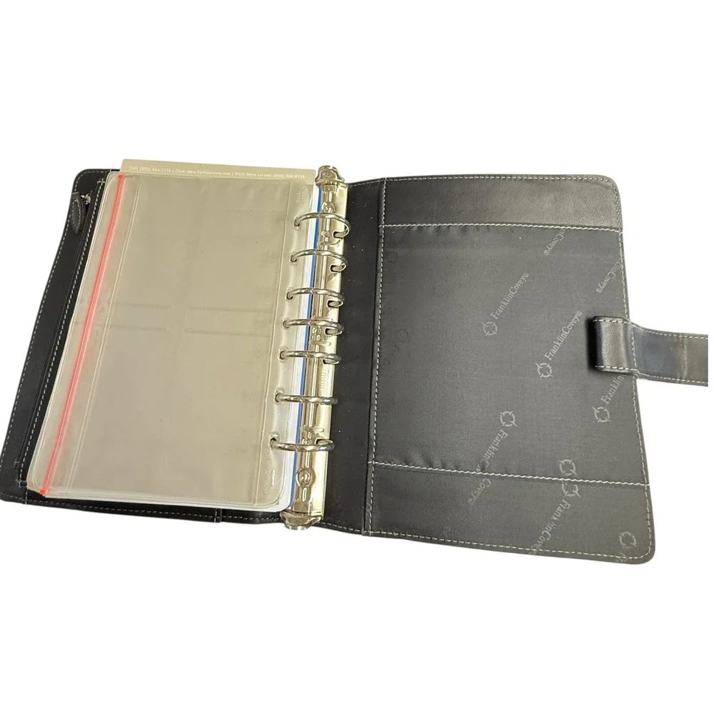 Franklin Covey Faux Leather Planner Organizer Tabs‎ and Pockets Black